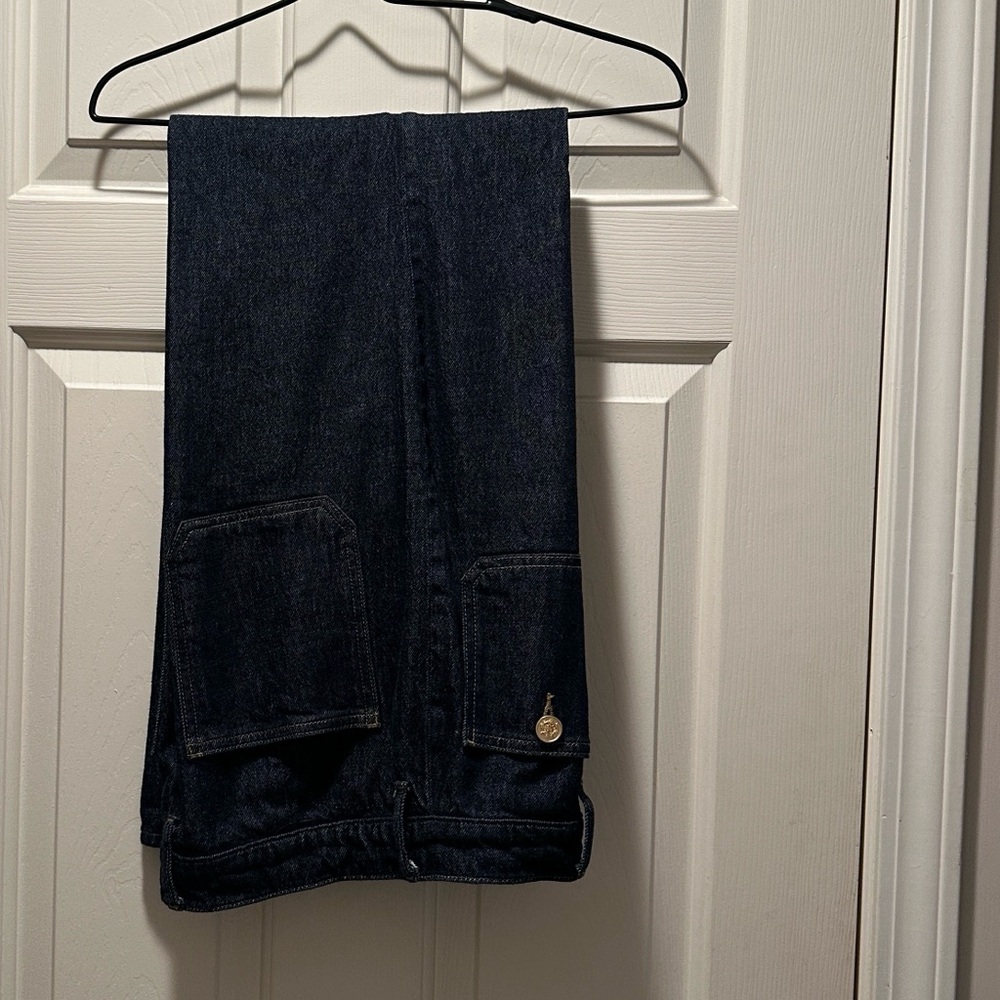EUC J. Crew Dark Blue Wash Wide Leg Denim Trousers - Picture 3 of 5